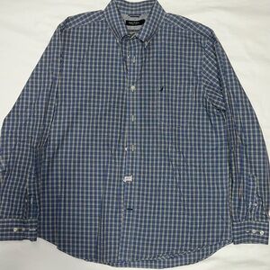 Nautica button down. Wrinkle resistant. Blue plaid